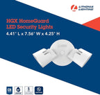 Lithonia Lighting HomeGuard 2-Light LED Outdoor Flood Lights, Wall or Ceiling Mount Outdoor Lights, 4000K Cool White, Round Heads, White, 2-Pack (HGX LED 2RH 40K 120 WH CP2 M2)