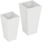 Outsunny 2-Pack Outdoor Planter Set, Flower Pots with Drainage Holes, Durable & Stackable Plant Pot, 22in & 18in, for Porch, Entryway, Patio, Yard, Garden, White