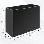 36" Metal Planter Box, Large Rectangular Window Box with Drainage Holes & Rust-Proof Coating, Modern Outdoor/Indoor Flower Box for Balcony, Patio & Herbs, Black