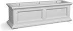 Mayne Fairview 3ft Durable Self Watering Window Box Planter with Wall Mount Brackets, UV & Weather Resistant, Double Wall Design, New England Architecture for Outdoor Décor, White