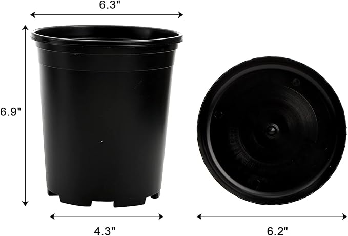 Fasmov 10PCS 1 Gallon Durable Nursery Pot Garden Flower Pots Nursery Plant Container Kit with 10 Pcs Matching Pallets, Black