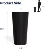 23.6" Tall Outdoor Planters Set of 2, Large Planters for Outdoor Plants for Porch Decor with Drainage Hole, Wide Stripe Design Porch Flower Pots for Indoor Pot Patio/Garden, Black
