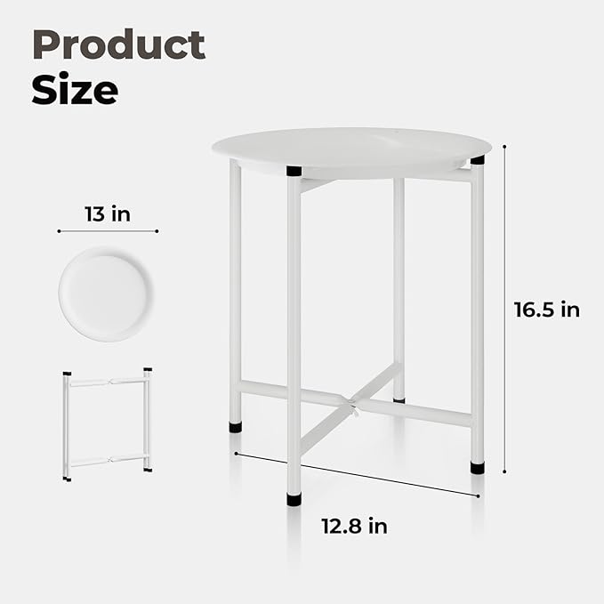 Bamworld White Plant Stand Indoor Small Plant Table for Large Plants Outdoor Single Plant Holder Heavy Duty Plant Stool for Patio Garden Balcony Living Room Small Round Side Table