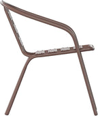 Flash Furniture Lila Metal Restaurant Stack Chairs with Metal Slats, Set of 4, Bronze