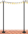10FT String Light Poles for The Outdoor, Heavy Duty Metal Lighting Stand Pole for Hard Soil Wood Backyards Patio Weddings Holiday Party Decorations 2 Pack