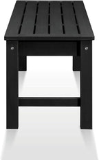 Psilvam Knight Bench, Two Person Outdoor Poly Lumber Patio Backless Bench, Weatherproof Garden Bench That Never Rot and Fade, Suit for Garden, Porch and Park (Black)