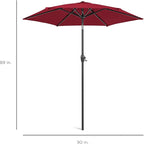 Best Choice Products 7.5ft Heavy-Duty Round Outdoor Market Table Patio Umbrella w/Steel Pole, Push Button Tilt, Easy Crank Lift - Burgundy