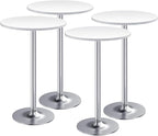 Furmax Bistro Pub Table Round Bar Height Cocktail Table for Home Bar, Small Round Bar Tables for Party, Dining Room, Living Room and Wedding, Metal Base MDF Top Obsidian, 40.6 Inch Height (4, White-2)