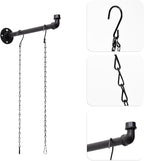 2 Pack Black Metal Pipe Plant Hanger Indoor with Hanging Chains, Industrial Window and Wall Mounted Hanging Rod Planter for Plants, Pots/Plants Not Included