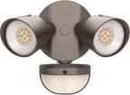 Lithonia Lighting HomeGuard 2-Light LED Outdoor Flood Lights, Motion Sensor Outdoor Lights with Dusk to Dawn, 4000K Cool White, Round Heads, Dark Bronze (HGX LED 2RH 40K 120 MO DDB M2)