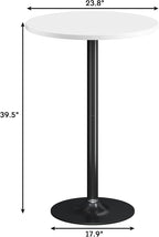 Flamaker Round Bistro Pub Table Modern Style Metal Base MDF Top Cocktail Bar Table Counter Bar Height for Pub, Dining Room, Party (4, White-Black)