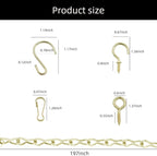 236 Inch Gold Hanging Baskets Chains - Adjustable Length, Brass Decorative Metal Chain with A Great Assortment of Hooks for Hanging Bird Feeders Planters Baskets Billboards Ornaments, Chain Hooks DIY