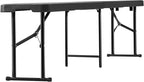 VEVOR Plastic Folding Bench, 6ft Portable Folding Bench, Smooth High Density Polyethylene Waterproof Outdoor Bench, Picnic Camping Table with Handle for Garden Soccer Playtime, Black (1 Pack)