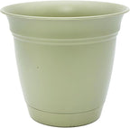 The HC Companies Eclipse Round Planter with Saucer - Outdoor & Indoor Plant Pot with Drainage Holes - Lightweight, UV-Resistant Plastic Pots for Plants, Flowers & Herbs (10" Seafoam, Pack of 1)