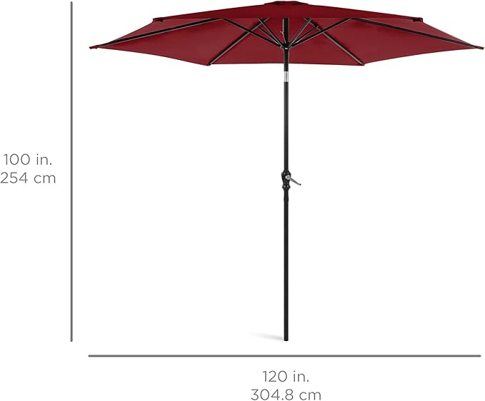 Best Choice Products 10ft Outdoor Table Compatible Steel Polyester Market Patio Umbrella w/Crank and Easy Push Button Tilt