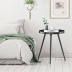 SYQ Round Metal Side Table Small End Table for Indoor Outdoor, Mid Century Modern Decor, Simple Circle Accent Table for Living Room Bedroom Bathroom Office All Matte Black