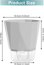 3 Pack Self Watering Flower Pots 6.5 Inch, Plant Pots for Indoor Outdoor, Self Watering Planters with Wick Rope and Clear Reservoir