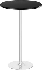 Flamaker Round Bistro Pub Table Modern Style Metal Base MDF Top Cocktail Bar Table Counter Bar Height for Pub, Dining Room, Party (1, Black-Silver)