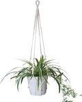 Macrame Plant Hanger Extra Long (52") Indoor Plant Holder with Beads, no Tassel- Long Plant Hanger for Tall Ceiling- Hanging Plant Holder for 6”-14”Pots -(1 Pack)