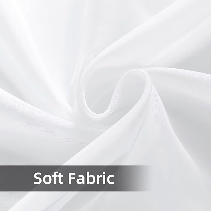 SpaceDresser Waterproof Outdoor Sheer Curtains for Patio - 2 Panels Rod Pocket Indoor Voile Sheer Curtain for Living Room,52W x 96L inch, White