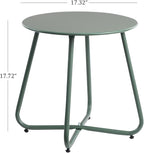 HollyHOME Round Metal Side Table, Rust-Resistant Patio Small Plant Stand, Outdoor 17.32'' Portable End Table for Balconies, Gardens, Living Rooms and Bedrooms, Atrovirens