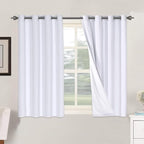 H.VERSAILTEX Linen Blackout Curtains 45 Inches Long 100% Blackout Thermal Insulated Textured Linen Look Curtain Draperies Anti-Rust Grommet, Energy Saving with White Liner, 2 Panels, Bright White