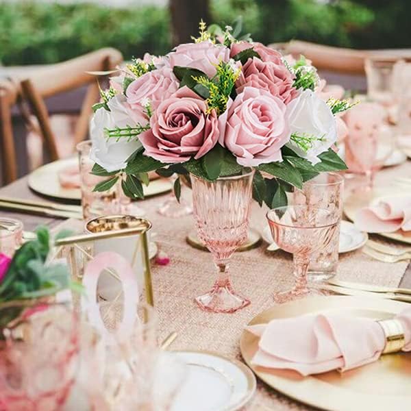 Artificial Flowers, Dusty Rose Silk Rose Balls, 9.5-Inch Centerpiece Decor