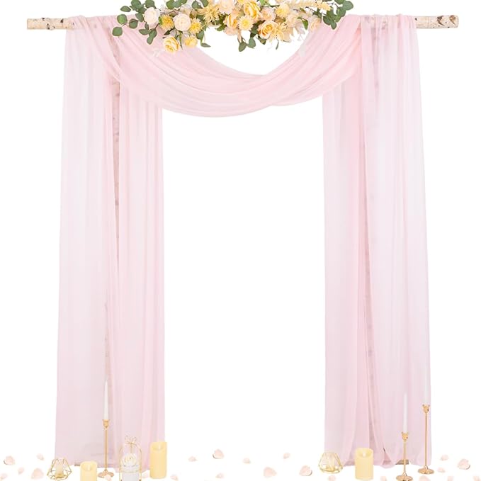 Outdoor Curtain Fabric: Blush Pink Sheer Chiffon, 29 x 236 Inch