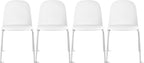 2xhome Modern Stackable Armless Dining Chair | Plastic Shell Seat with Metal Legs | Indoor or Outdoor Use | Home Kitchen Patio (4, White, No Padding)