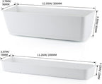 Skelang 3 Pcs Rectangular Plant Pot, 12" Flower Planter Box, Windowsill Container for Succulent, Herb, Vegetable (White)