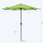 Abba Patio 9FT Lyon Outdoor Patio Umbrella Outdoor Table Umbrella with Crank Market Umbrella 8 Sturdy Ribs UV Protection Waterproof and Push Button Tilt for Garden Deck Backyard Pool,Lime