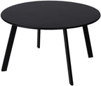 Patio Coffee Table - Metal Steel Outdoor Round Table Weather Resistant Anti-Rust Table (Black)