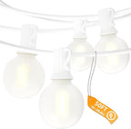 Indoor String Lights 50 FT Frosted White G40 LED Bulbs, Shatterproof