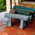 EMSCO Group Garden Bench Statue – Resin Construction with Natural Granite Look – Lightweight Decorative Indoor/Outdoor Bench – 12 Inch Height