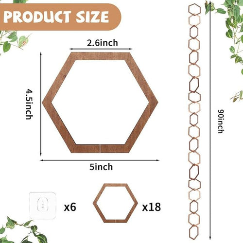 18Pcs Chain Trellis for Climbing Plants, Indoor&Outdoor Garden Wall Trellis, Plant Vine Support Wooden Potted Plant Trellis for Monstera, Pothos, Ivy