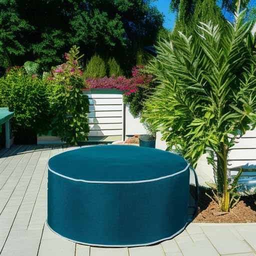 QILLOWAY Indoor/Outdoor Inflatable Stool,Round Ottoman,All Weather Foot Rest for Camping or Home,Peacock Blue