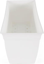The HC Companies Indoor Outdoor 30 Inch Eclipse Series Window Flower Garden Ornamental Planter Box with Removable Attached Saucer, White (2 Pack)