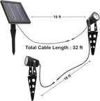 Mini 50X Twin Solar-Powered Flag Pole Light Cast Aluminium Cool White LED Spotlight 60-100 Lumen Per Light Fixture for Outdoor Garden Yard Landscape Downlight