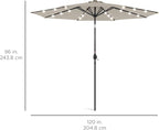 Best Choice Products 10ft Solar Polyester LED Lighted Patio Umbrella w/Tilt Adjustment and UV-Resistant Fabric