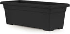 The HC Companies 28 Inch Romana Planter Box with Drainage Plug, Lightweight UV-Resistant Plastic Outdoor Planters, 1-Pack Flower Box for Garden, Patio, Balcony, and Fence, Black