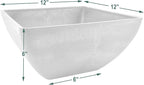 PSW Pot Collection 12x6 inch Plastic/Stone/Wood Composite Square Planter – No Drainage Hole (Drillable), Modern Indoor/Outer Pot for Flowers, Foliage, Succulents, Fairy Gardens Terra Cotta Color