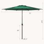 Abba Patio 11FT Lyon Outdoor Patio Umbrella Outdoor Table Umbrella with Push Button Tilt and Crank Market Umbrella 8 Sturdy Ribs UV Protection Waterproof for Garden Deck Backyard Pool Dark Green
