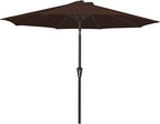 MEWAY 9ft Patio Umbrella Outdoor Table Umbrellas with Push Button Tilt and Crank, Market Umbrella 8 Sturdy Ribs for Deck, Garden, Pool and Backyard, Brown