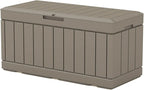 Patiowell 82 Gallon Resin Deck Box, Waterproof Large Wood Look Storage Box for Patio Furniture, Pool Accessories, Garden Tools and Sports Equipment, Lockable, Light Brown