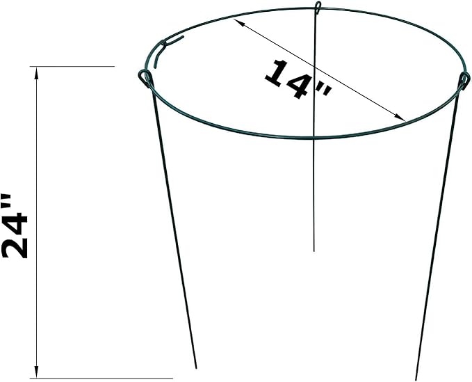 Plant Support Cages, 5-Pack Green Steel Rings, 14 x 24 Inch