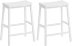 HOOBRO Bar Stools, Set of 2 Bar Chairs, 23.6 Inch Saddle Stools, Kitchen Counter Seat with Footrests, Industrial Barstools for Dining Room, Kitchen, Counter, Bar, White WW02MD01