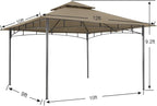 ABCCANOPY Gazebos for Patios 10x12 - Outdoor Steel Frame Gazebo for Lawn Backyard Garden Deck (Khaki)