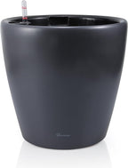 Dexceder 13x12 Self Watering Planter with Wheels Indoor Outdoor, Inner Pot Design, Thickened Large Floor Standing Flower Plant Pot with Water Level Indicator (Slate Gray Matte)