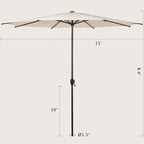 Abba Patio 11FT Lyon Outdoor Patio Umbrella Outdoor Table Umbrella with Push Button Tilt and Crank Market Umbrella 8 Sturdy Ribs UV Protection Waterproof for Garden Deck Backyard Pool Beige