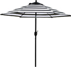 Sunnyglade 7.5' Patio Umbrella Outdoor Table Market Umbrella with Push Button Tilt/Crank, 6 Ribs (Black and White)